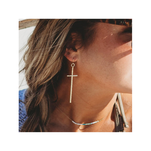 Ada Cross Earrings, 2.5"