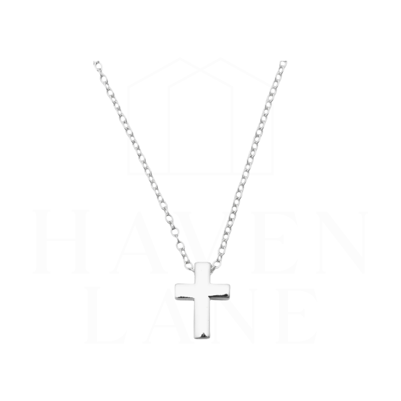 Anniston Silver Cross Necklace, 16" w/2" extender