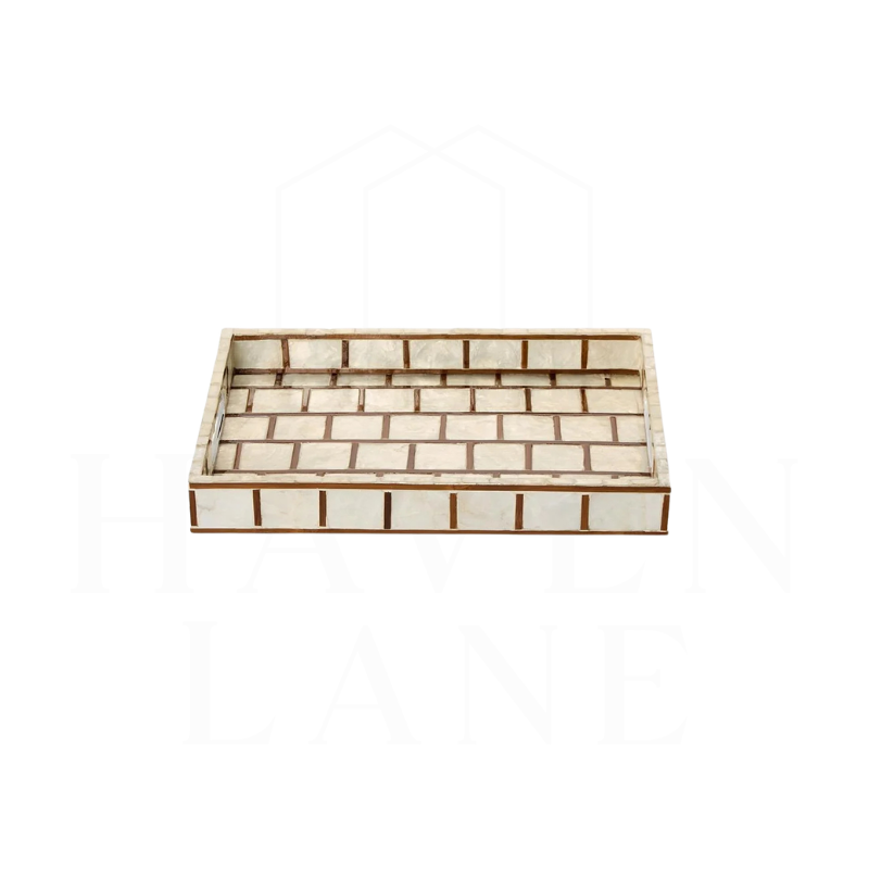 Hand Inlaid Bamboo & Capiz Shell Tray, Small
