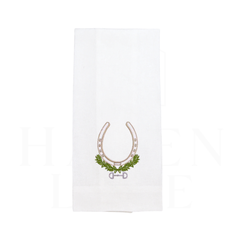 White (Grey/Green) Equestrian Towel