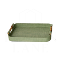 Large Green Faux Seagrass Rectangle Tray