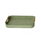 Large Green Faux Seagrass Rectangle Tray