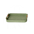 Med Green Faux Seagrass Rectangle Tray