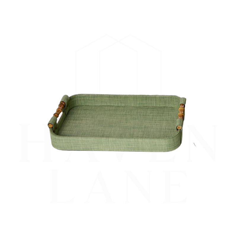 Green Faux Seagrass Tray, Small