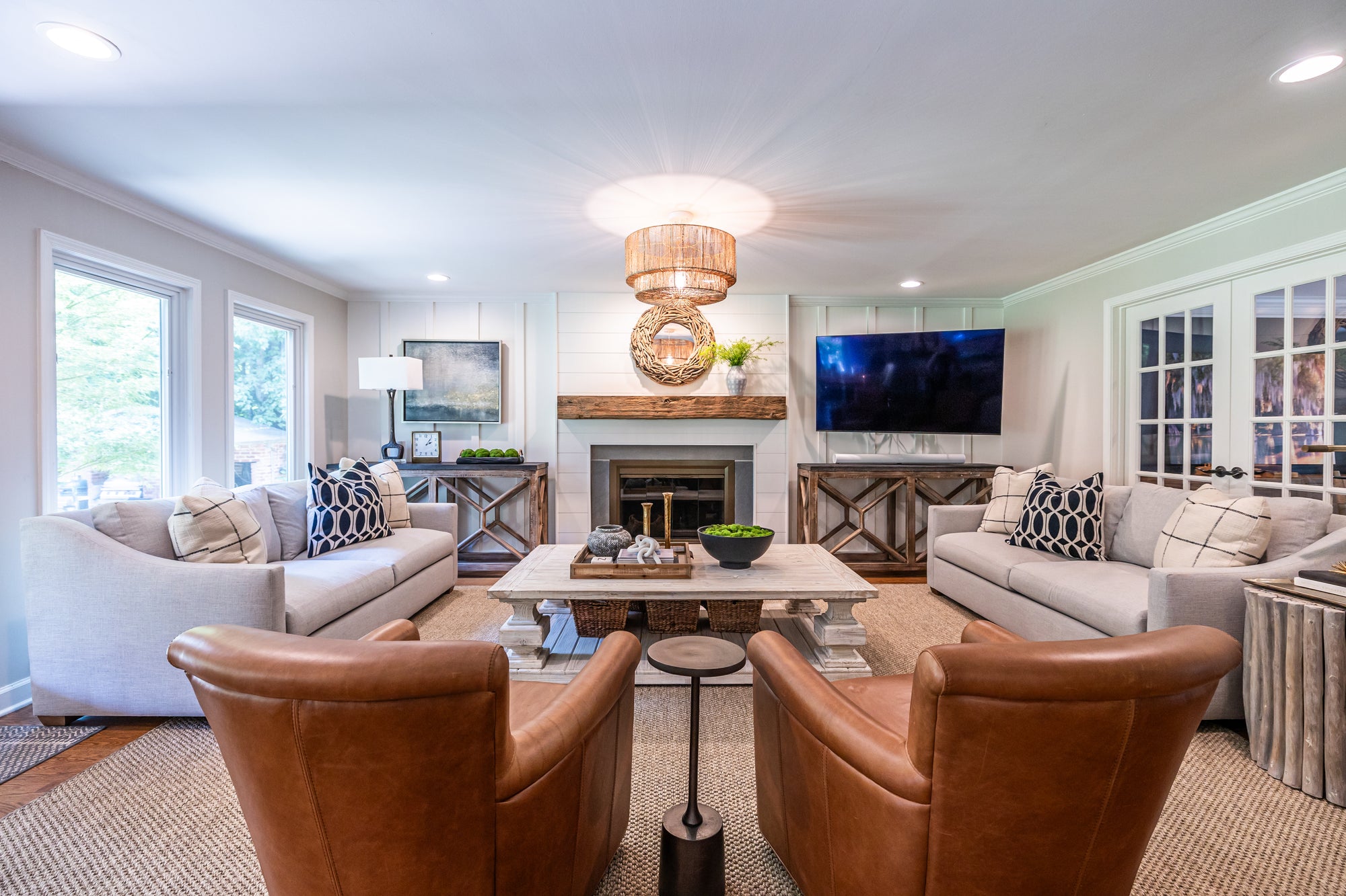 Haven Lane Design Living Room Project, Leather Chairs