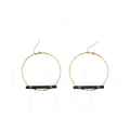 Jaycee Hammered Gold/Blk Hoop Earrings