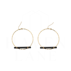 Jaycee Hammered Gold/Blk Hoop Earrings