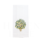 White Lemon Topiary Linen Towel