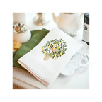 White Lemon Topiary Linen Towel