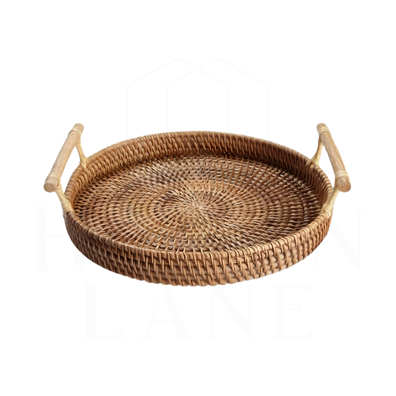 Rattan Serving Tray with Handles
