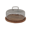 Cake Glass Dome w/Wood Plate