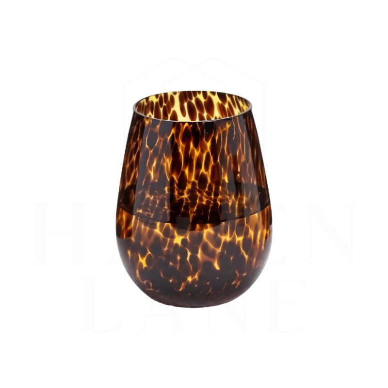 Tortoise Print Stemless Wine Glass